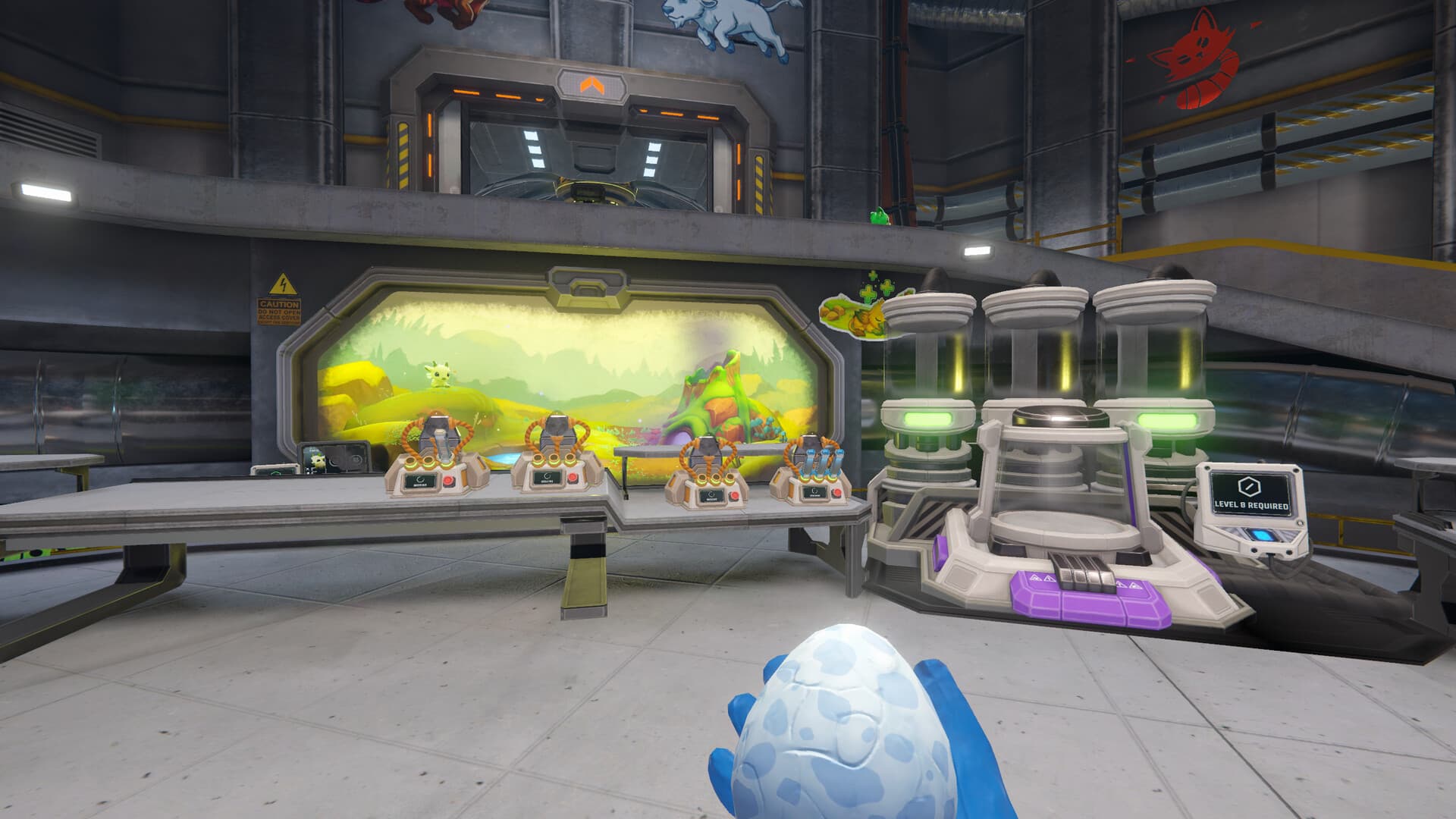 Egg handling zone with incubators and synthesis benches