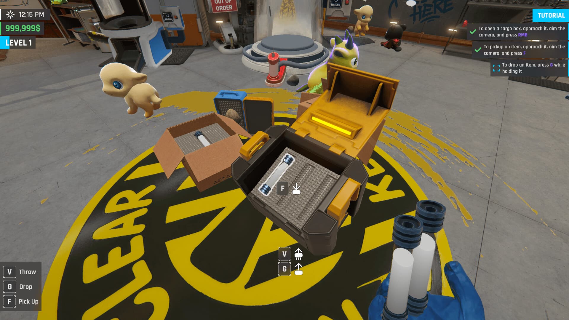 Full in-game screenshot of a lab safety or hygiene scene