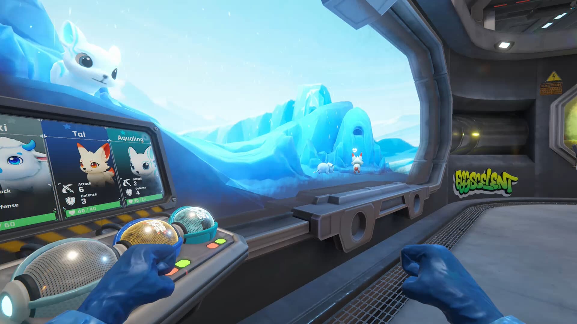 Ice habitat recovery bay with roster monitor and signage